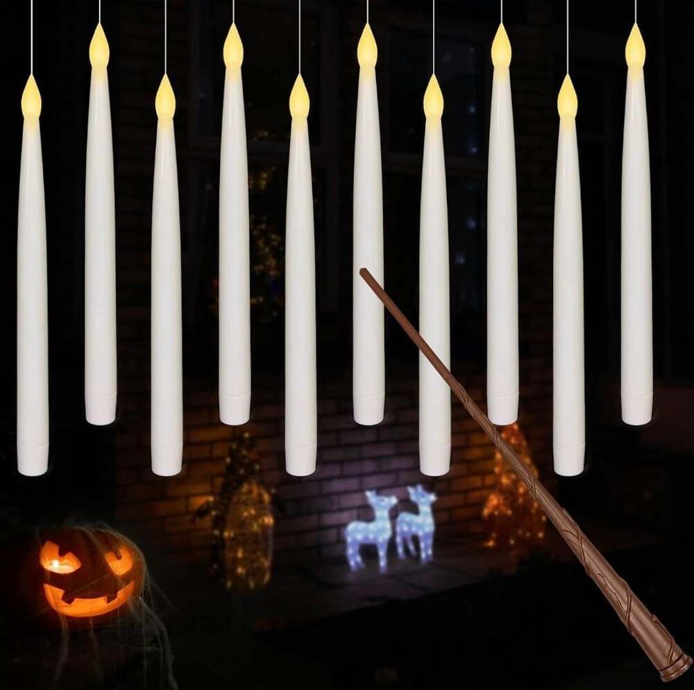Leejec Floating LED Candles With Wand Size 10.8 In 10 Pack